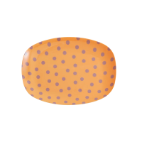 Apricot with Lavender Dot Print Small Rectangular Melamine Plate Rice DK